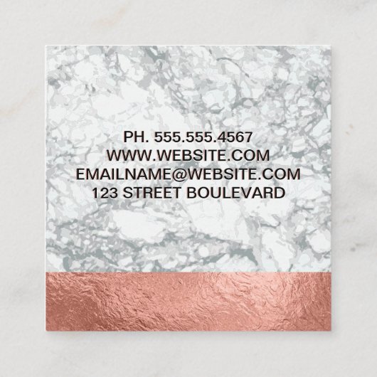 Elegant Marble | Roos Gold Foil trim Vierkante Visitekaartje (Achterkant)