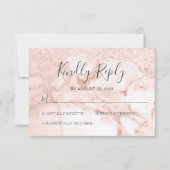 Elegant Marble Roos Gold Glitter RSVP Kaartje (Voorkant)