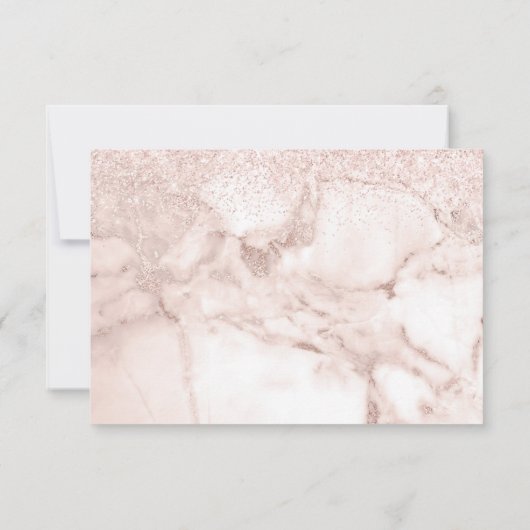 Elegant Marble Roos Gold Glitter RSVP Kaartje (Achterkant)