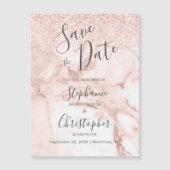 Elegant Marble Roos Gold Glitter Save the Date (Voorkant)