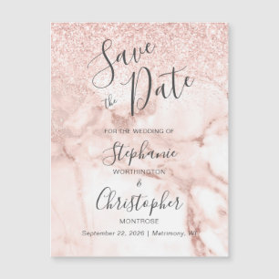 Elegant Marble Roos Gold Glitter Save the Date