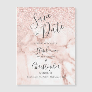 Elegant Marble Roos Gold Glitter Save the Date