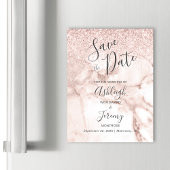 Elegant Marble Roos Gold Glitter Save the Date