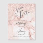 Elegant Marble Roos Gold Glitter Save the Date (Voorkant)