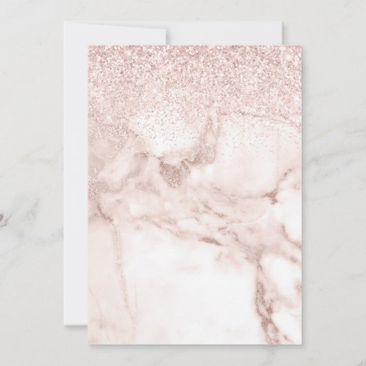 Elegant Marble Roos Gold Glitter Save the Date Kaart (Achterkant)