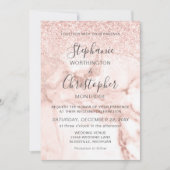 Elegant Marble Roos Gold Glitter Wedding Kaart (Voorkant)