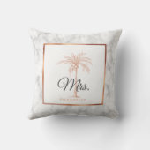 Elegant Marble Roos Gold Palm Tree Wedding Mrs. Kussen (Achterkant)