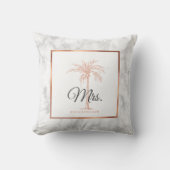 Elegant Marble Roos Gold Palm Tree Wedding Mrs. Kussen (Voorkant)