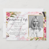 Elegant Marble Rosy Blush Celebration of life Kaart (Voorkant)