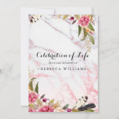 Elegant Marble Rosy Blush Celebration of life Kaart (Achterkant)