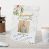 Elegant Marble Save a Seat Photo Weddenorial Reclamebord Met Voetstuk (Insitu)