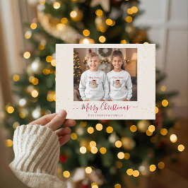 Elegant Marble Single Photo Christmas Card Feestdagenkaart