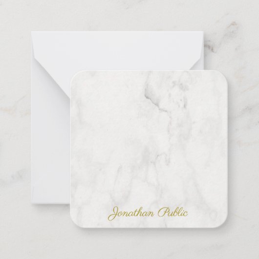 Elegant Marble Sjabloon Gold Handgeschreven naam (Voorkant)