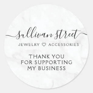 Elegant Marble Small Business Hartelijk dank Ronde Sticker