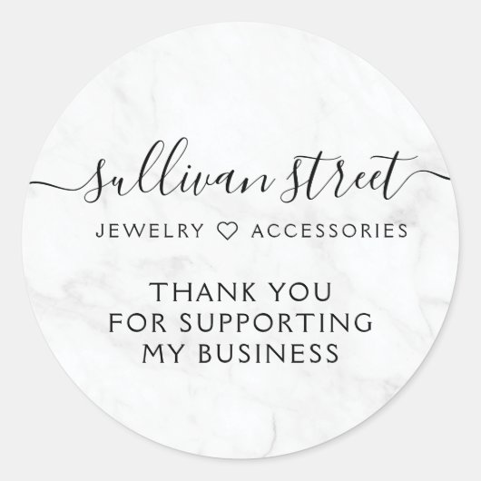 Elegant Marble Small Business Hartelijk dank Ronde Sticker (Voorkant)