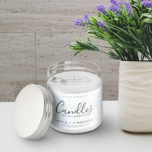 Elegant Marble Soy Candle Label