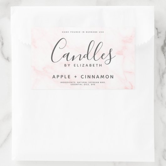 Elegant Marble Soy Candle Rechthoekige Sticker (Tas)