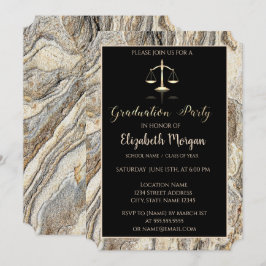 Elegant Marble Stone Law School Graduparty Kaart