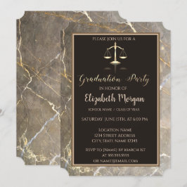 Elegant Marble Stone Law School Graduparty Kaart