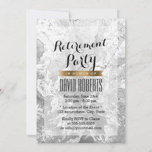 Elegant Marble Stone Texture Retirement Party Kaart
