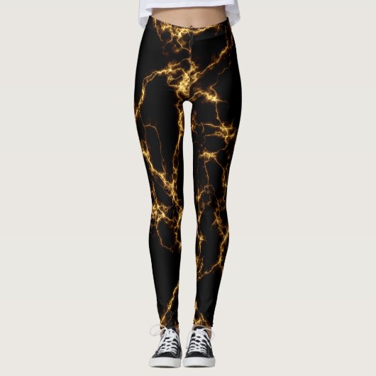 Elegant Marble style3 - Black Gold Leggings (Voorkant)