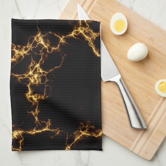 Elegant Marble style3 - Black Gold Theedoek (Quarter Fold)