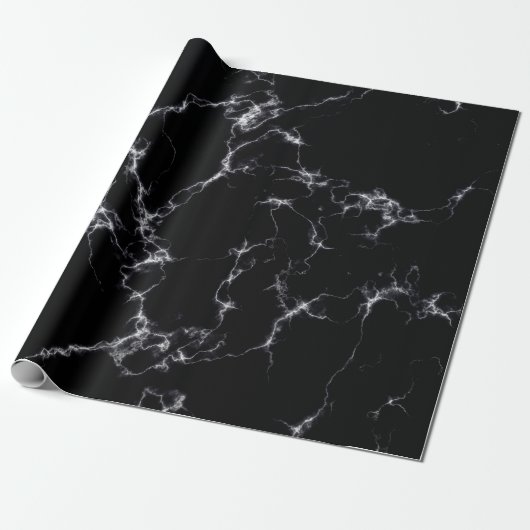 Elegant Marble style4 - Zwart-wit Cadeaupapier (Uitgerold)