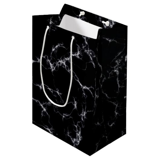 Elegant Marble style4 - Zwart-wit Medium Cadeauzakje (Voorkant Gekanteld)