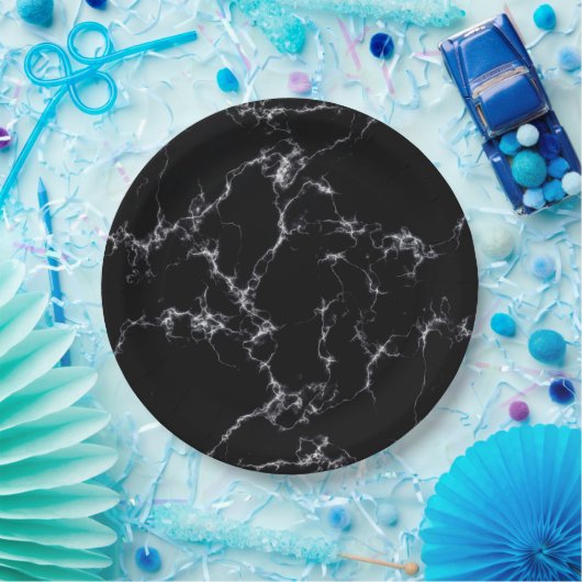 Elegant Marble style4 - Zwart-wit Papieren Bordje (Feest)