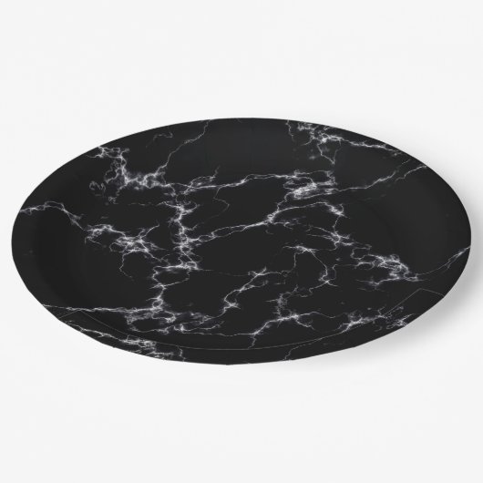 Elegant Marble style4 - Zwart-wit Papieren Bordje (Gekanteld)