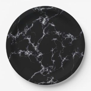 Elegant Marble style4 - Zwart-wit Papieren Bordje