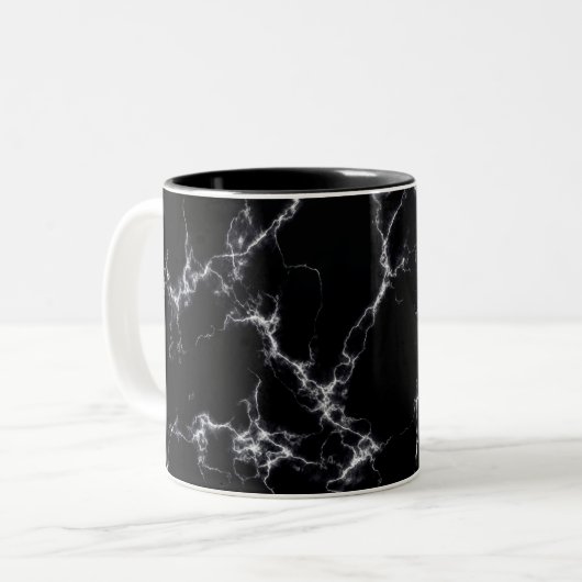 Elegant Marble style4 - Zwart-wit Tweekleurige Koffiemok (Voorkant links)