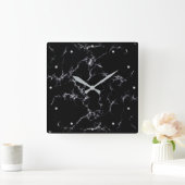 Elegant Marble style4 - Zwart-wit Vierkante Klok (Huis)