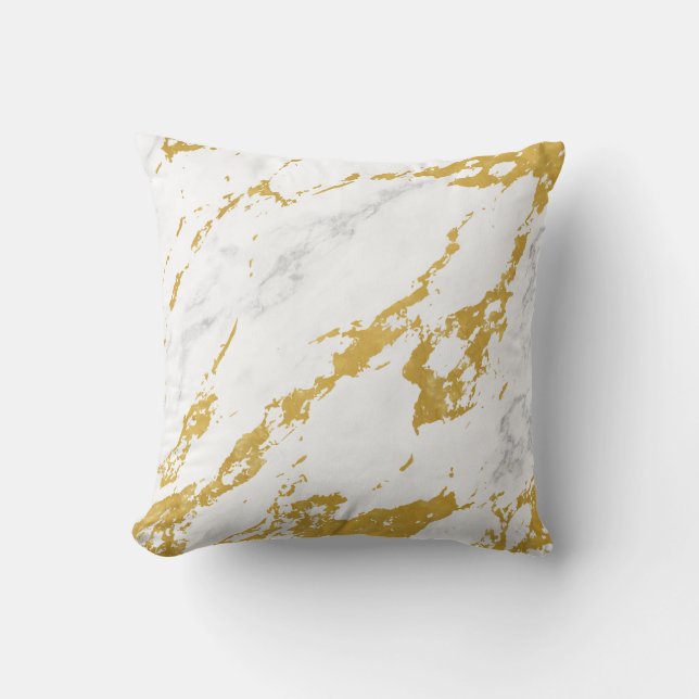Elegant Marble style6 - Gold en White Buitenkussen (Voorkant)