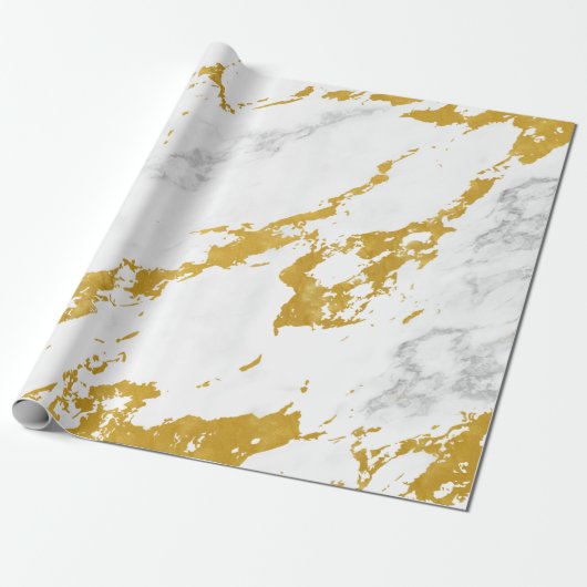 Elegant Marble style6 - Gold en White Cadeaupapier (Uitgerold)