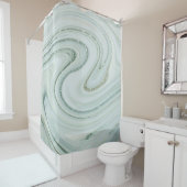 Elegant Marble Swirl Glitter Pattern Sparkle Glam Douchegordijn (In situ)