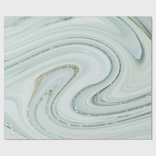 Elegant Marble Swirl Silver Glitter Sparkle Glam Cadeaupapier (Vlak)