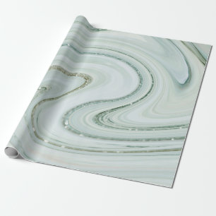 Elegant Marble Swirl Silver Glitter Sparkle Glam Cadeaupapier