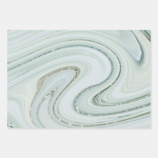Elegant Marble Swirl Silver Glitter Sparkle Glam Inpakpapier Vel (Voorkant 2)