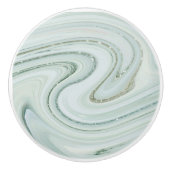 Elegant Marble Swirl Silver Glitter Sparkle Glam Keramische Knop (Voorkant)
