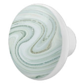 Elegant Marble Swirl Silver Glitter Sparkle Glam Keramische Knop (Rechts)