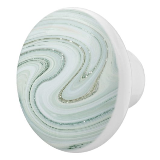 Elegant Marble Swirl Silver Glitter Sparkle Glam Keramische Knop (Rechts)