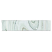 Elegant Marble Swirl Silver Glitter Sparkle Glam Korte Tafelloper (Horizontaal)