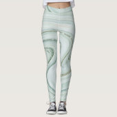 Elegant Marble Swirl Silver Glitter Sparkle Glam Leggings (Voorkant)