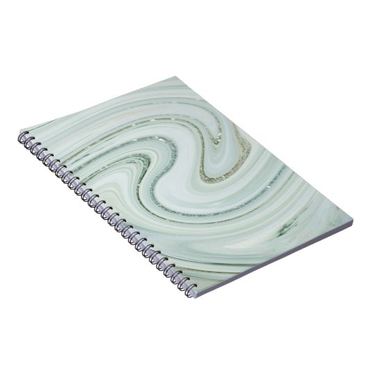 Elegant Marble Swirl Silver Glitter Sparkle Glam Notitieboek (Rechterzijde)