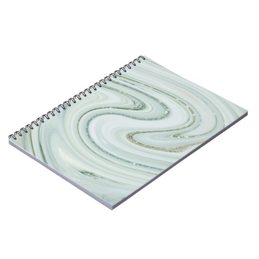 Elegant Marble Swirl Silver Glitter Sparkle Glam Notitieboek (Linkerzijde)