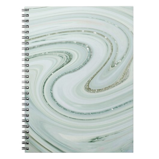 Elegant Marble Swirl Silver Glitter Sparkle Glam Notitieboek (Voorkant)