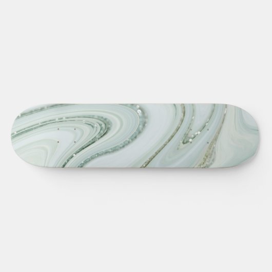 Elegant Marble Swirl Silver Glitter Sparkle Glam Persoonlijk Skateboard (Horizontaal)