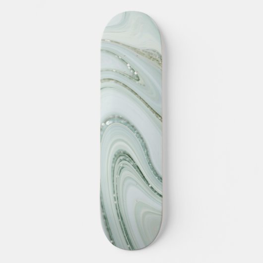 Elegant Marble Swirl Silver Glitter Sparkle Glam Persoonlijk Skateboard (Voorkant)