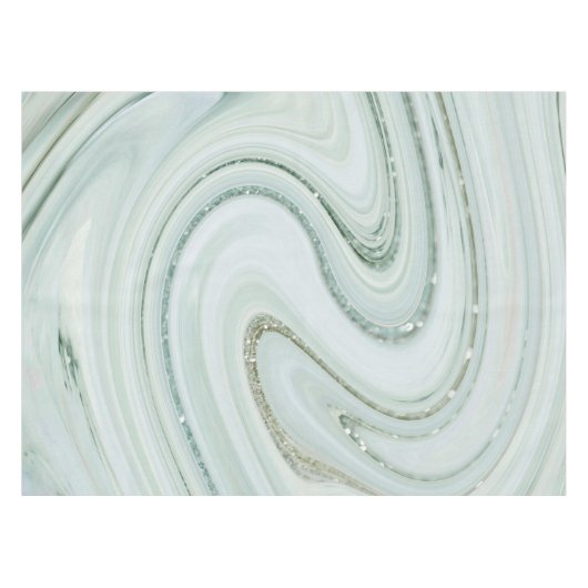 Elegant Marble Swirl Silver Glitter Sparkle Glam Tafelkleed (Voorkant (Horizontaal))